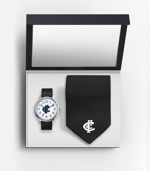 Carlton Watch and Tie Gift Set by Crista Bella, displayed in gift box.