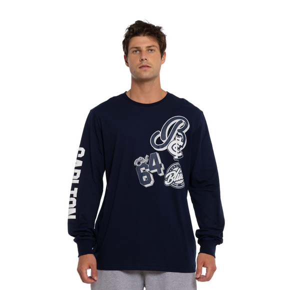 Front view of the W24 Carlton Men's Patchwork Long Sleeve Tee by NAR.