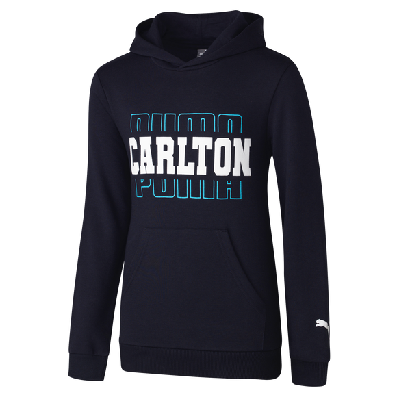 Front view of the Carlton PUMA Youth Logo Graphic Hood (Hoodie).