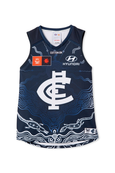 Back view of the 2024 Cotton On S9 Womens Indigenous Guernsey for Carlton AFLW.