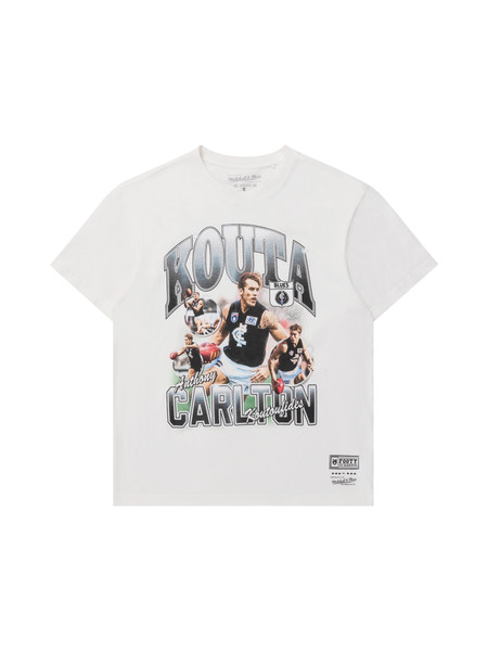 Front view of the Carlton 'Kouta Blues' Tee by Mitchell & Ness.