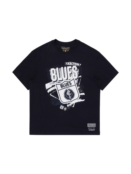 Front view of the Carlton Youth Abstract Logo Tee by Mitchell & Ness.