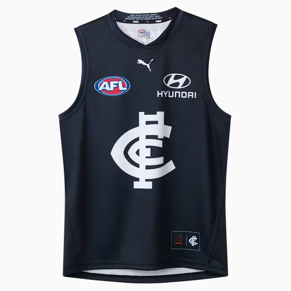 Front view of the 2025 Carlton PUMA Womens Home Guernsey.