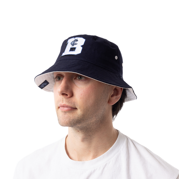 Front view of the Carlton Letter Graphic Bucket Hat by NAR.