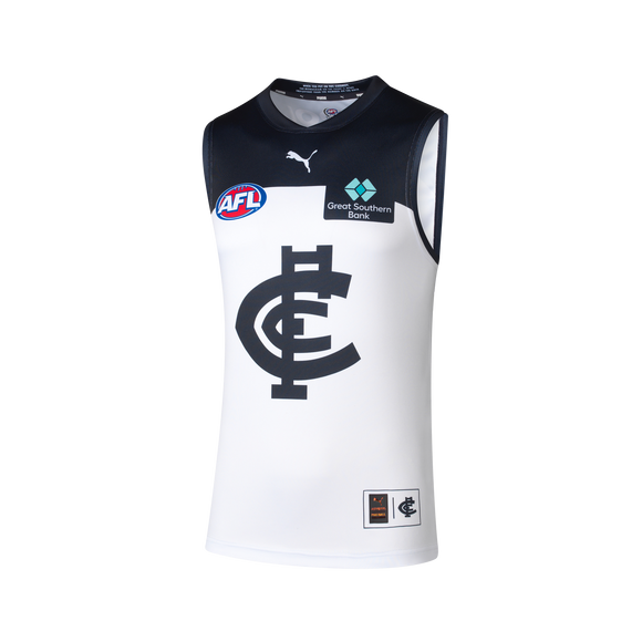 Front view of the 2025 PUMA Youth Clash Guernsey.