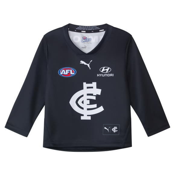 Front view of the 2025 PUMA Toddler Long Sleeve Home Guernsey.