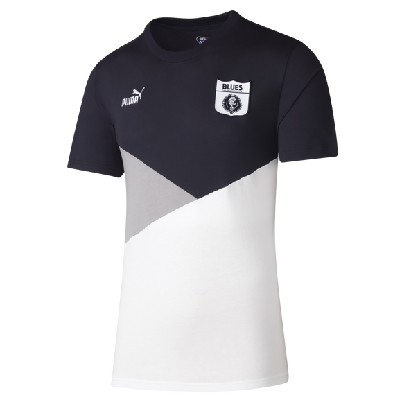 Front view of the 2025 PUMA Mens Navy 90s Tee.