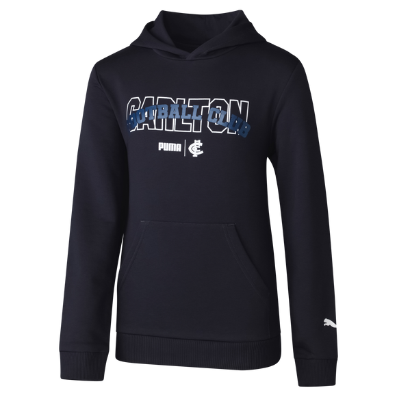 Front view of the 2025 Carlton PUMA Youth Graphic Hoodie.