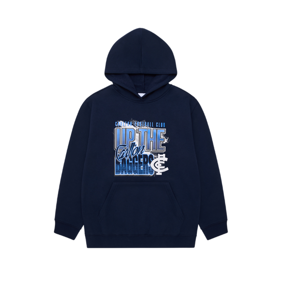 Front view of the 2025 Carlton Youth Carn Graphic Hoodie by NAR.