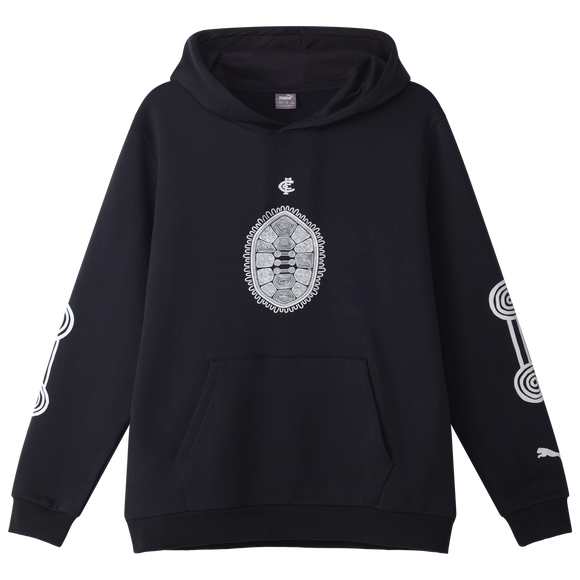 Front view of the 2025 Carlton PUMA Youth Indigenous Hoodie.