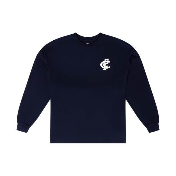 Front view of the 2025 Carlton Men's Club Long Sleeve Tee by NAR.