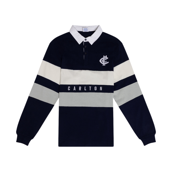 Front view of the 2025 Carlton Men's Paneled Rugby Top by NAR.