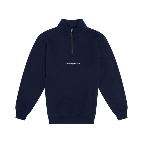 Close-up of the subtle Carlton logo embroidery on the Women's Signature 1/4 Zip.