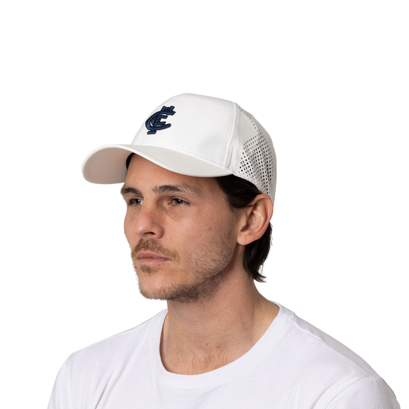Front view of the navy 2025 Carlton Performance Cap by NAR.
