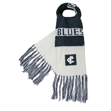 Carlton Original Bar Scarf by Sekem, shown flat in traditional navy and white stripes.