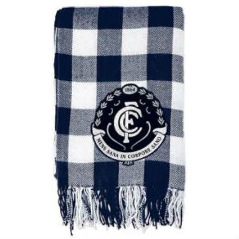 Carlton Tartan Throw by Licensing Essentials, folded to show pattern and logo.