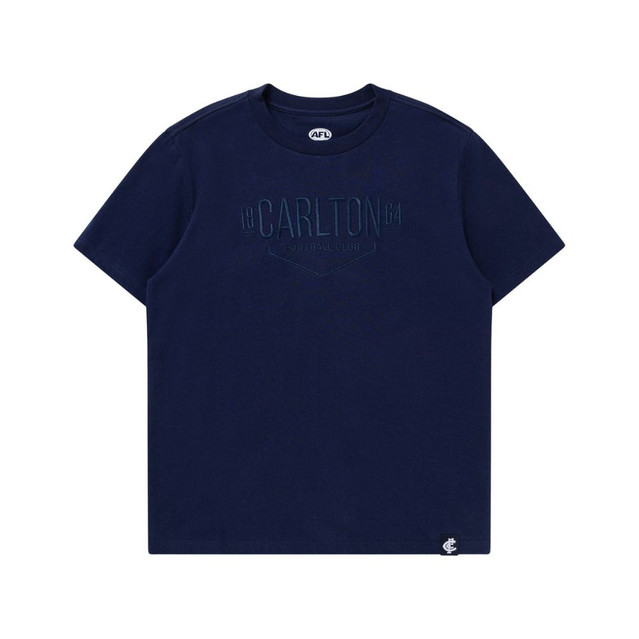 Front view of the Carlton 1864 Youth Navy Tee by NAR.