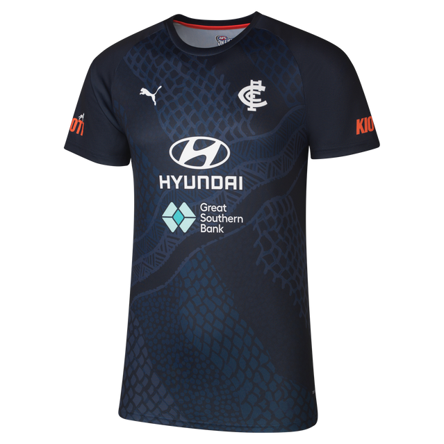 Front view of the 2024 Carlton PUMA Mens Navy Training Tee.