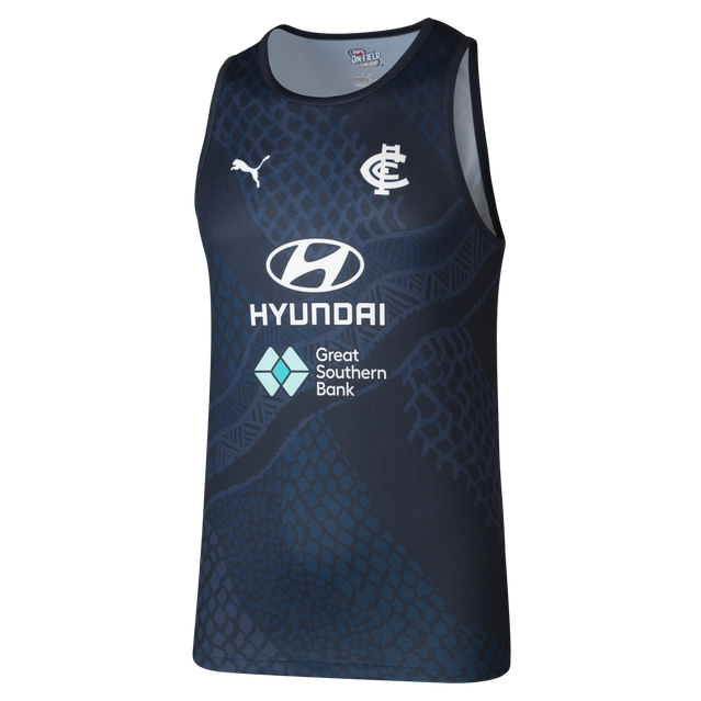 Front view of the 2024 Carlton PUMA Mens Training Singlet.