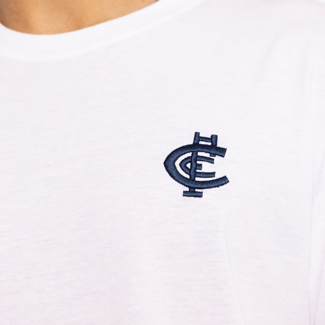 Side view of the Carlton Basic White Tee.