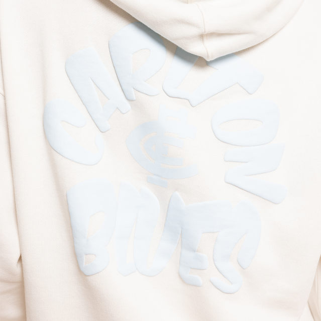Side view of the Carlton Womens Vintage White Puff Hood.