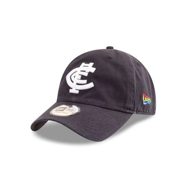Front view of the Carlton New Era AFLW Pride cap.