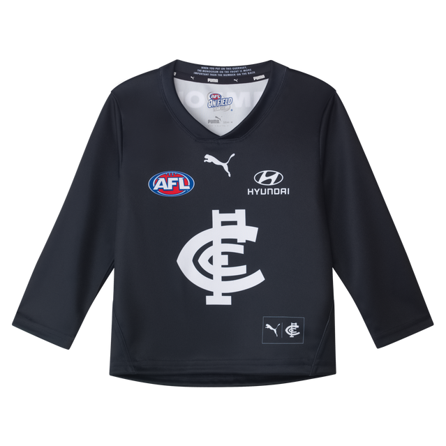Front view of the 2025 PUMA Toddler Long Sleeve Home Guernsey.