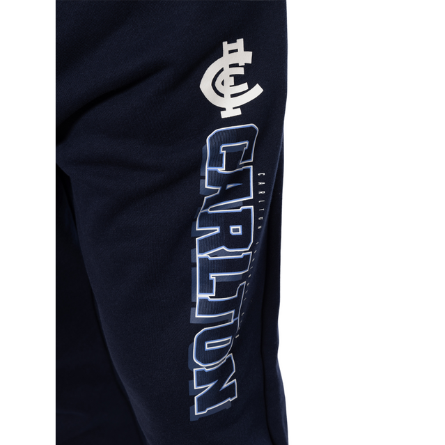 Close-up of the logo on the 2025 Men's Wordmark Trackpant.