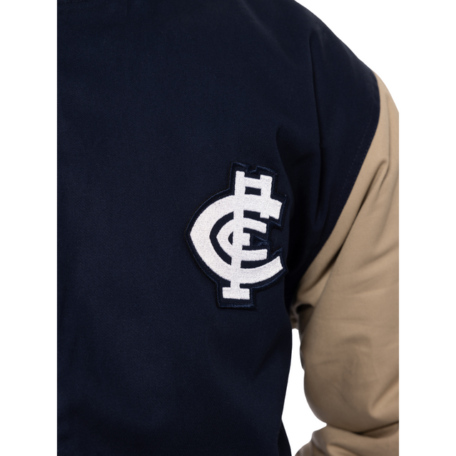 Close-up of the chest embroidery on the 2025 Mens Lock-Up Jacket.