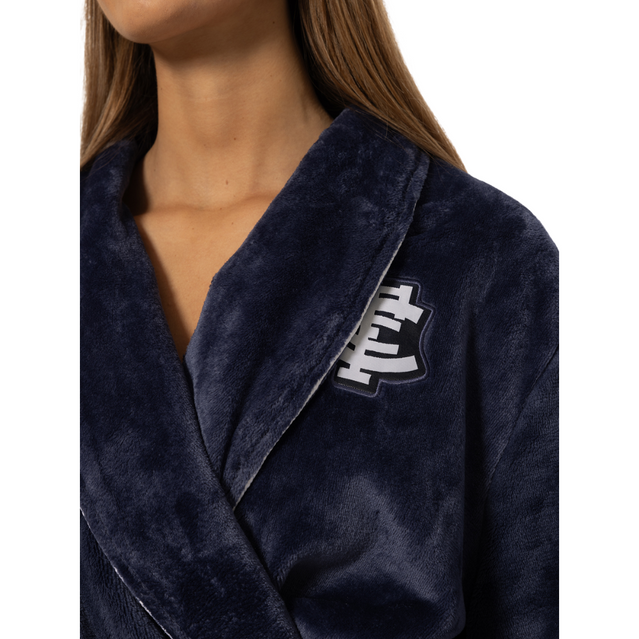Close-up of the chest embroidery on the 2025 Adults Fleece Robe.