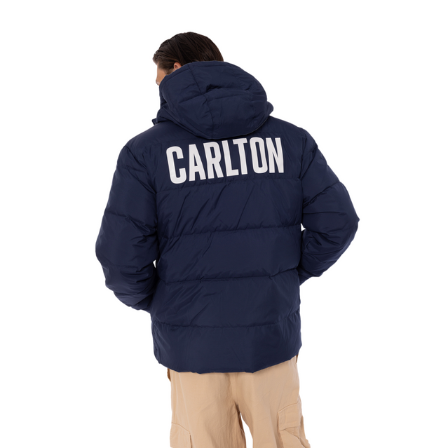 Side view of the 2025 Carlton Adults Hooded Down Jacket.