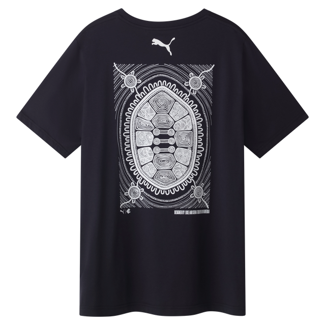 Back view of the 2025 Carlton PUMA Youth Indigenous Tee.