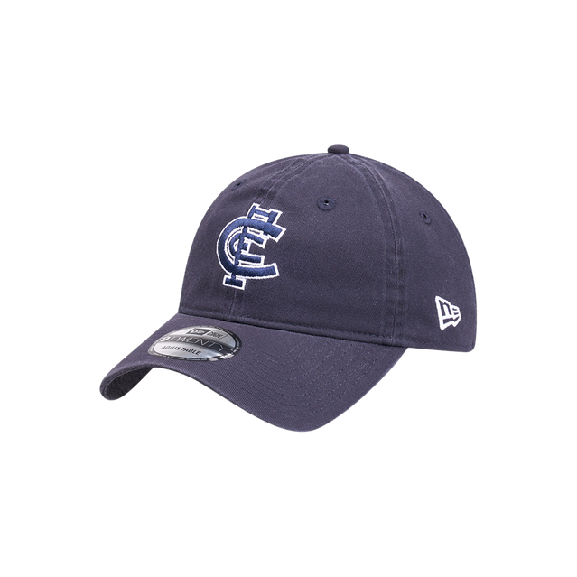 Three-quarter view of the 2025 Carlton New Era Blueout 9Twenty cap.