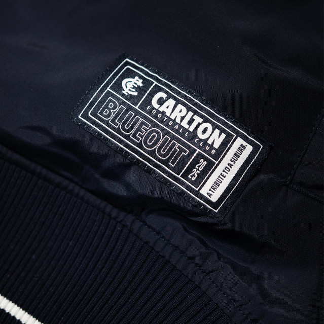 Close-up detail 3 of the Carlton Adult Blueout Bomber Jacket.