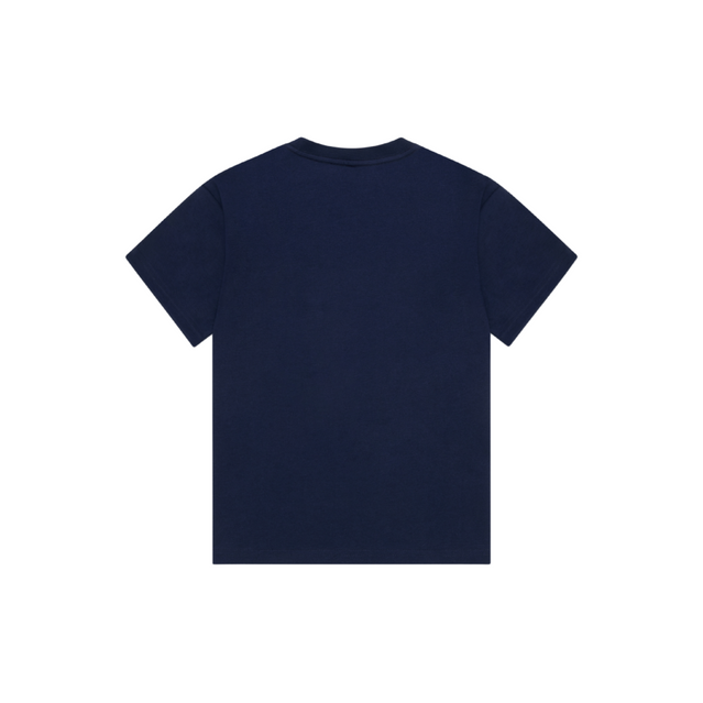 Back view showing player name and number on the Kids Landmark Tee (Cripps).