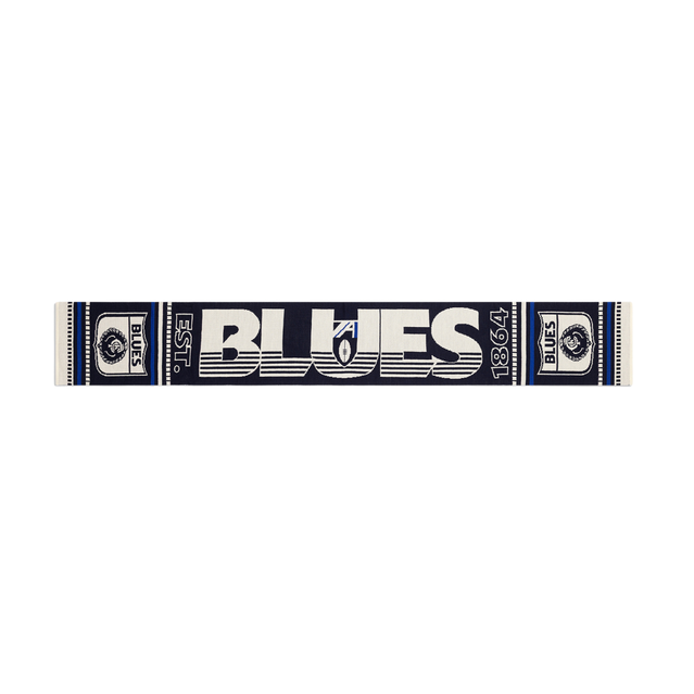 Scarf folded showing the retro AFL and Carlton logos.