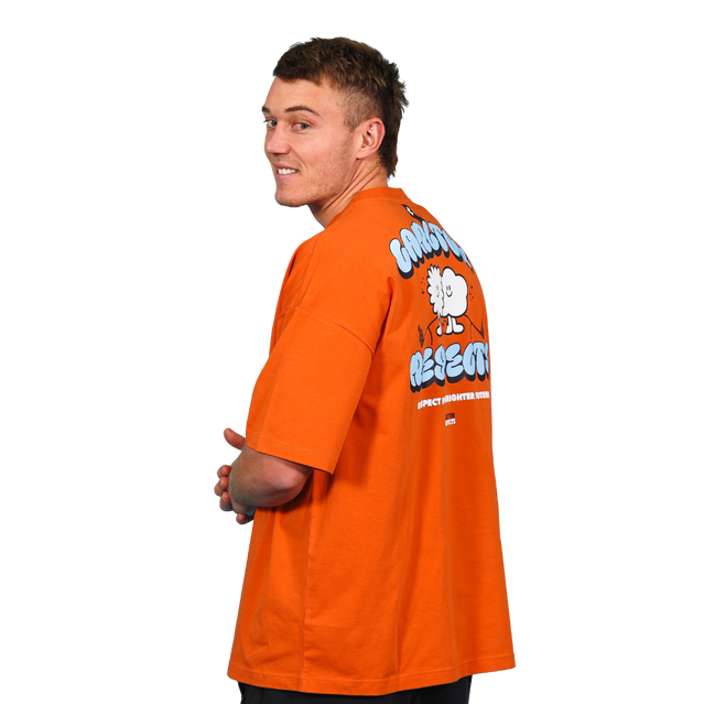 Close-up of the chest logo on the 2025 Youth Carlton Respects Tee.