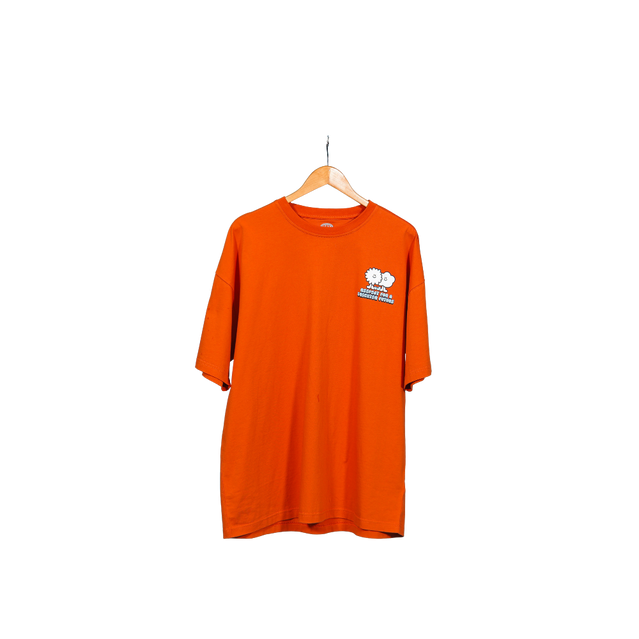 Close-up of the back print on the 2025 Adult Carlton Respects Tee.