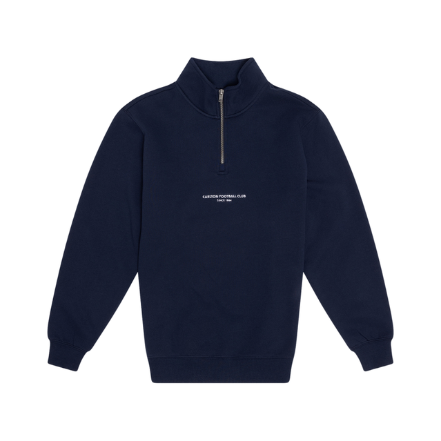 Close-up of the subtle Carlton logo embroidery on the Women's Signature 1/4 Zip.