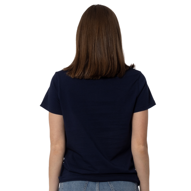 Angled front view of the navy Carlton Women's Signature Tee.
