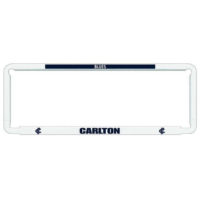 Carlton License Plate Surround frame by Sperling, featuring club logo and slogan.