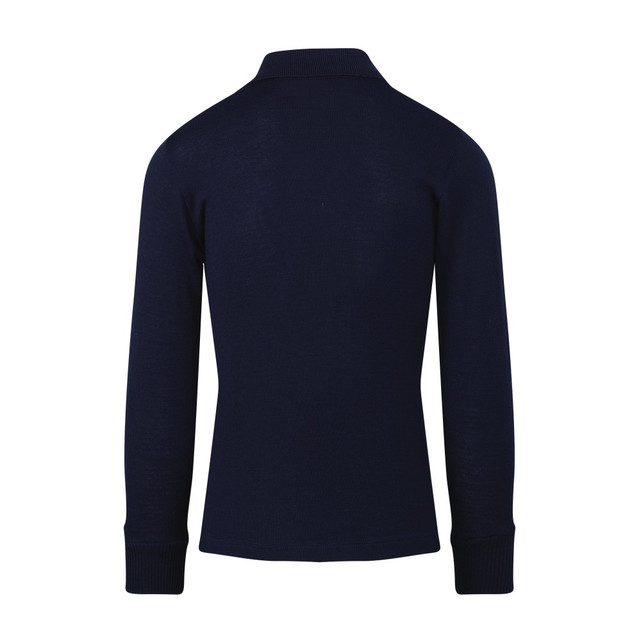 Back view of the long sleeve Carlton AFL/Hyundai Wool Guernsey by Woolmark.