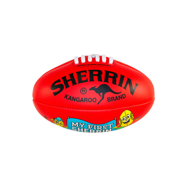 Side 2 of the red My First Sherrin soft football (20cm).
