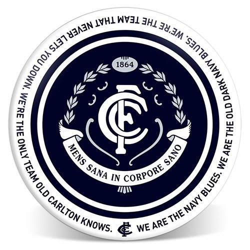 Official 20cm Carlton Melamine Plate with team logo design.
