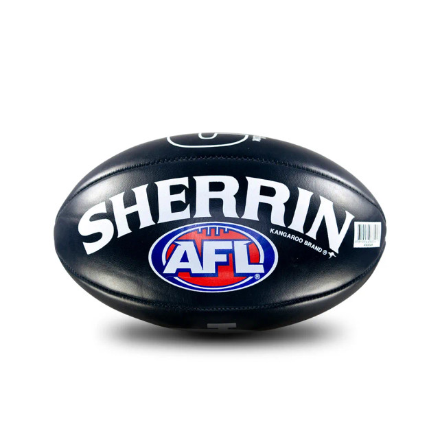 Side 2 of the Carlton Team Logo Football by Sherrin (Size 2).