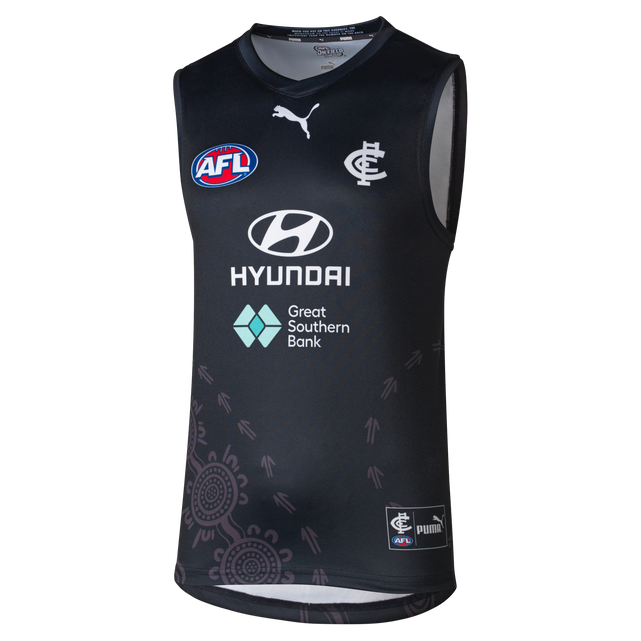 Front view of the 2023 Carlton PUMA Mens Training Guernsey.