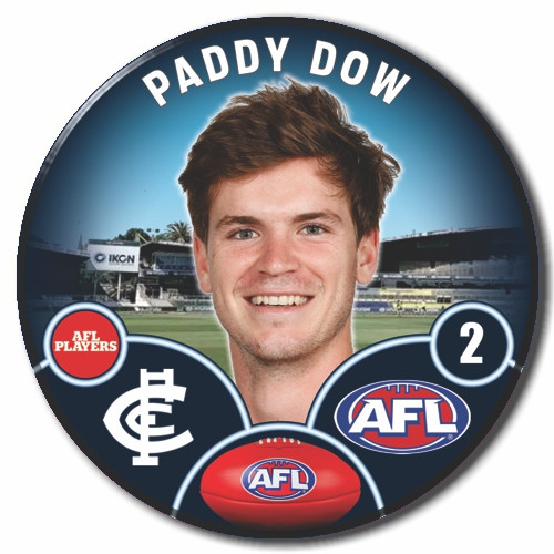 2023 Carlton AFL Player Badge featuring Paddy Dow.