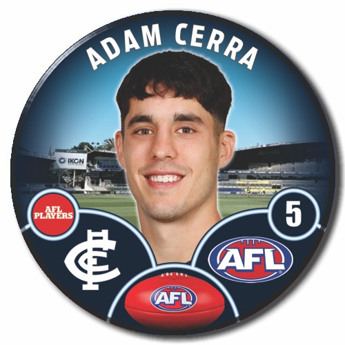 2023 Carlton AFL Player Badge featuring Adam Cerra.