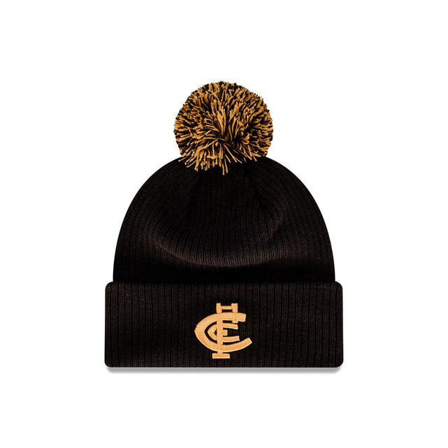 Front view of the Carlton New Era Wheat Knit beanie.