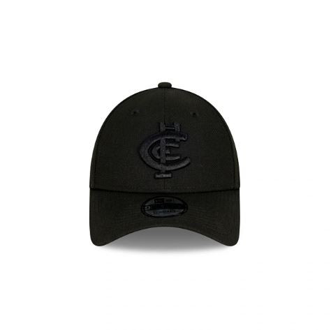 Side view of the Carlton New Era Black 9Forty Snapback cap.